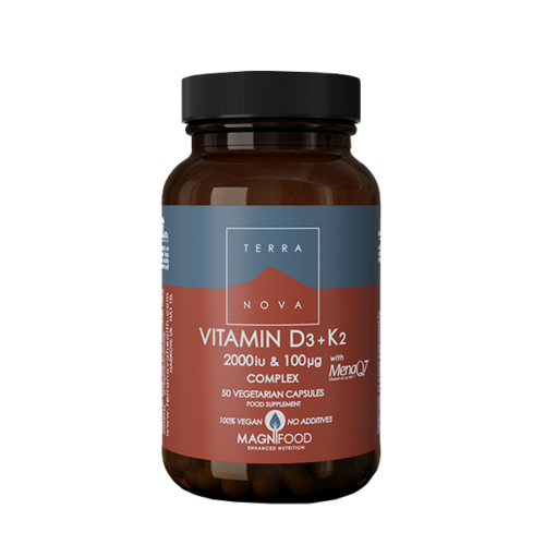 Terranova Vitamin D3 2000iu & K2 (as MenaQ7®) 100mh Complex 50 Veg Caps