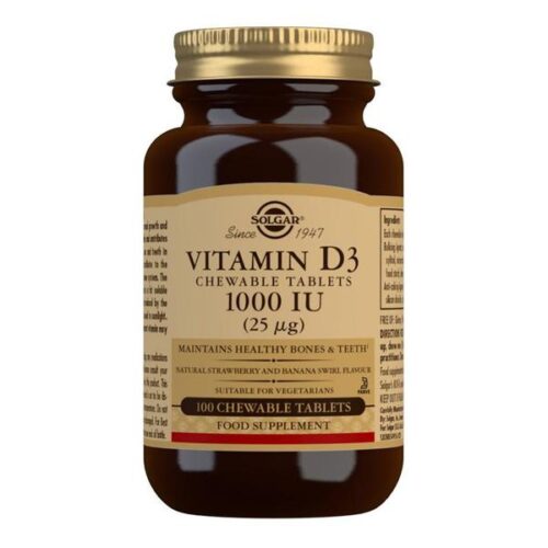 Solgar Vitamind D3 1000IU(25mg) 100 Chewable Tablets