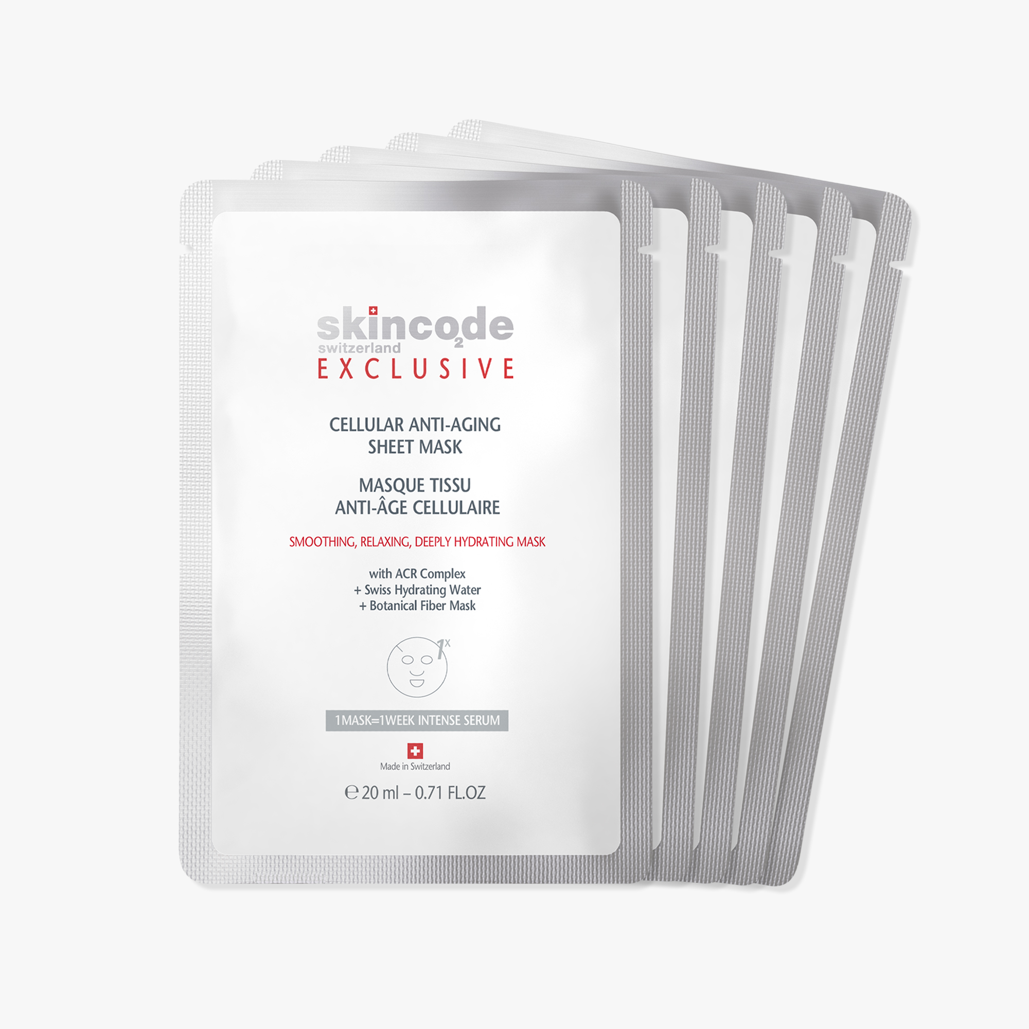 Skincode Exclusive Cellular Anti-Aging Sheet Masks, 5 pcs