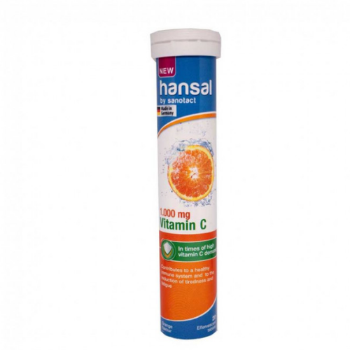 Hansal Vitamin C 1000 mg, 20 effervescent tablets.