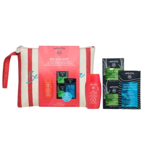 Apivita Bee Sun Safe Dry Touch Invisible Face Fluid SPF50 + GIFT Express Face Mask Aloe & Hair Mask Moisturizing