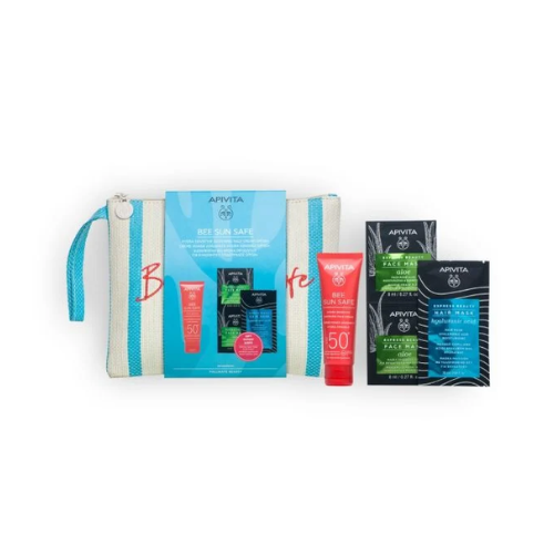 Apivita Bee Sun Safe Hydra Sensitive Soothing Face Cream SPF50+ & GIFT Express Face Mask Aloe & Hair Mask Moisturizing