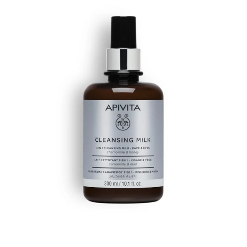 Apivita 3 in 1 Cleansing Milk for Face & Eyes with Chamomile & Honey, 300ml