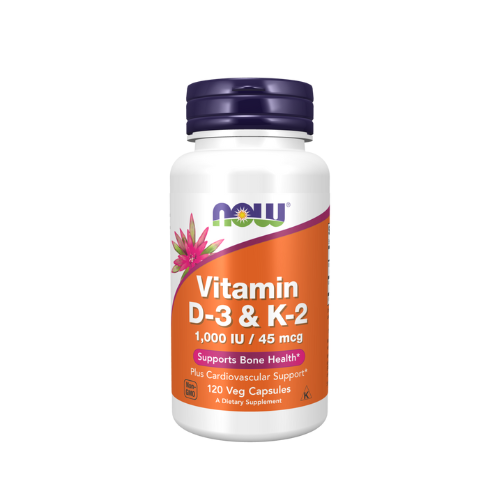 Now Vitamin D-3 1000 IU + Vitamin K-2, 120 capsules