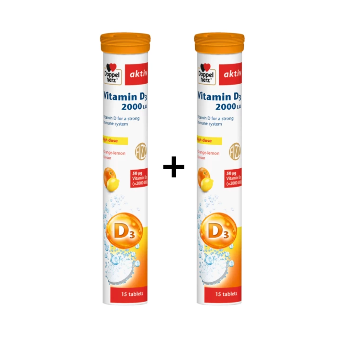Doppel Herz Vitamin D3 2000 I.U. 15 soluble tablets, 1+1
